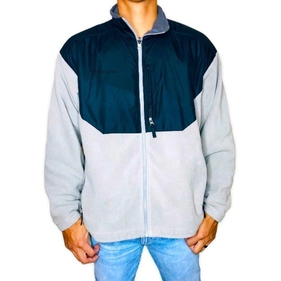 COLUMBIA Men’s Grey & Black Fleece Jacket - Picture 1 of 8